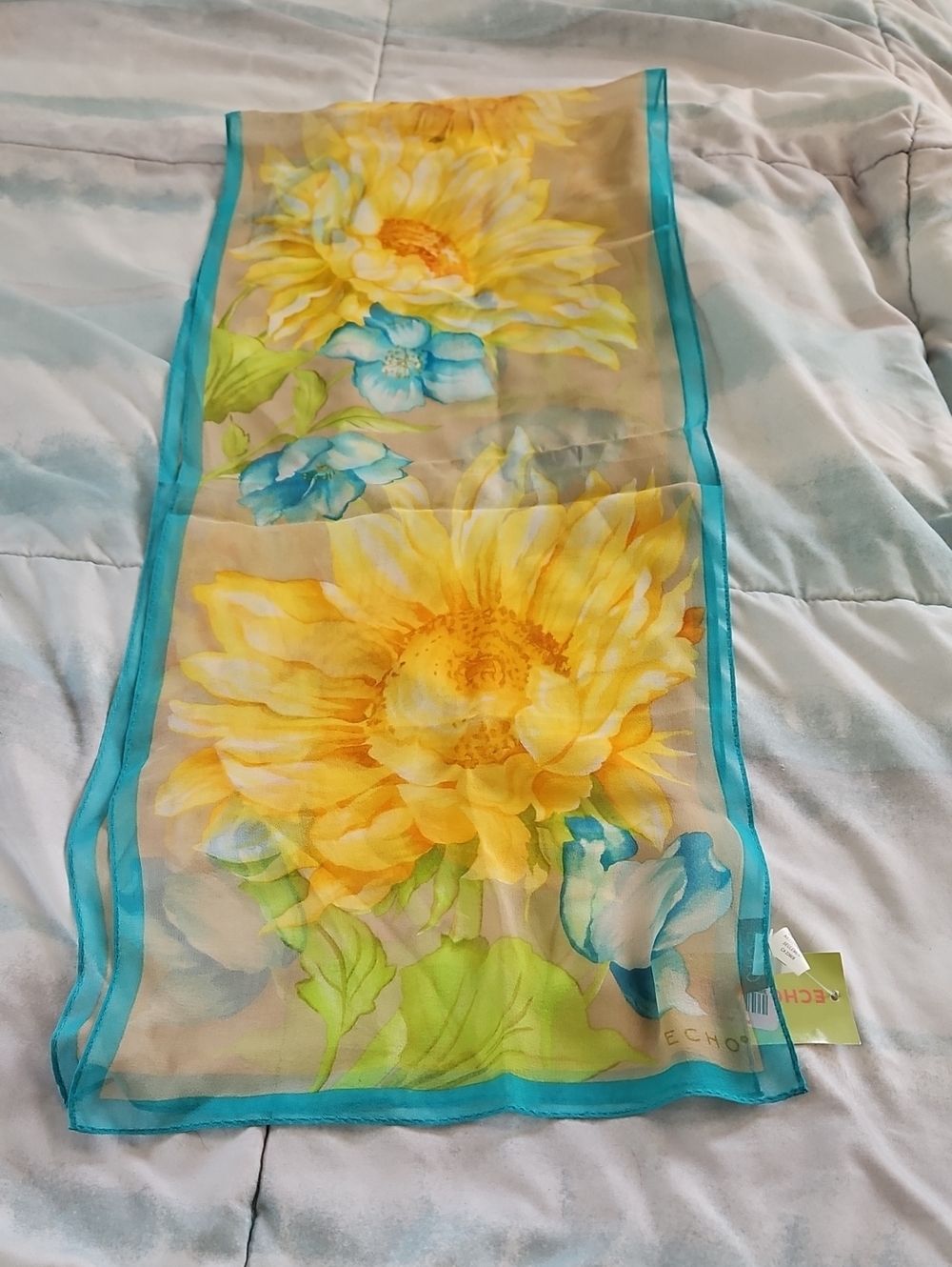 NWT Echo Silk Floral Sheer Sunflower Scarf